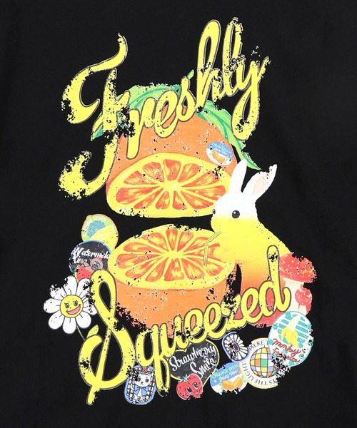 ScoLar（スカラー）の「162708：オレンジ大好きうさぎ柄 フリル付きTシャツ（Tシャツ/カットソー・レディース・オフホワイト/ブラウン・M）」の7枚目の写真