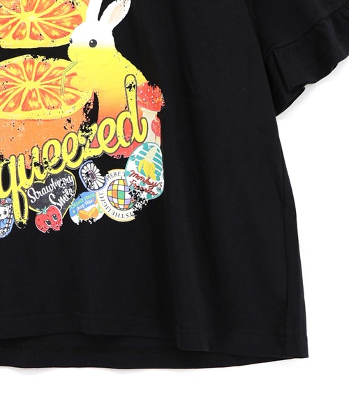 ScoLar（スカラー）の「162708：オレンジ大好きうさぎ柄 フリル付きTシャツ（Tシャツ/カットソー・レディース・オフホワイト/ブラウン・M）」の12枚目の写真