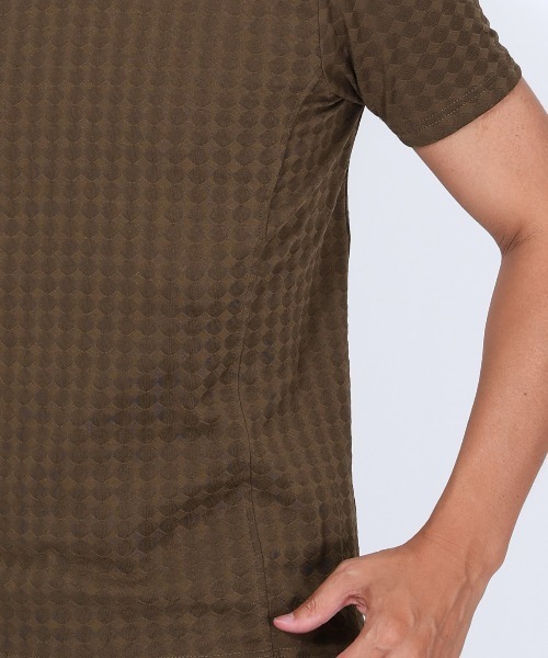 LUXSTYLE(ラグスタイル)の「フクレチェック半袖VネックTシャツ(Tシャツ/カットソー・メンズ・ホワイト/チャコール/ブラウン/ネイビー/ブラック・S/M/XL/L)」の20枚目の写真
