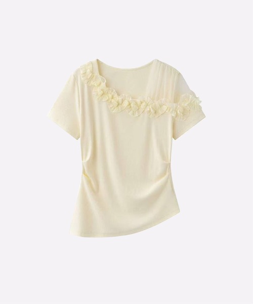 les fees love filles(レフェラブフィユ)の「Romantic Ruffle Bardot Lace T(Tシャツ/カットソー・レディース・イエロー/ブルー・FREE)」の2枚目の写真
