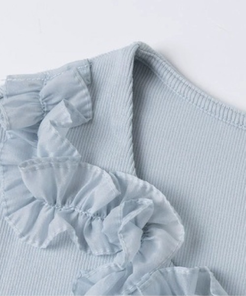 les fees love filles(レフェラブフィユ)の「Romantic Ruffle Bardot Lace T(Tシャツ/カットソー・レディース・イエロー/ブルー・FREE)」の3枚目の写真