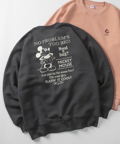 Disney（ディズニー）の「【71】【Disney/ディズニー】ミッキーマウス/ベイマックス/トイストーリー/裏起毛 クルーネック スウェット/バックプリント/ユニセックス/レディース/メンズ（S）（スウェット・メンズ・ピンク/チャコールグレー/ベージュ/ブラック/ブラウン/オフホワイト/ホワイト/ブルー・L/M）」の5枚目の写真
