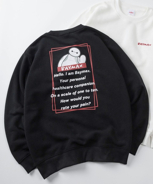Disney（ディズニー）の「【71】【Disney/ディズニー】ミッキーマウス/ベイマックス/トイストーリー/裏起毛 クルーネック スウェット/バックプリント/ユニセックス/レディース/メンズ（S）（スウェット・メンズ・ピンク/チャコールグレー/ベージュ/ブラック/ブラウン/オフホワイト/ホワイト/ブルー・L/M）」の4枚目の写真