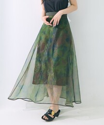 【STUDIOUS/ステュディオス】Art Flare Skirt/アートフレアスカート/シアー/ウエストゴム/ウォッシャブル/主役スカート