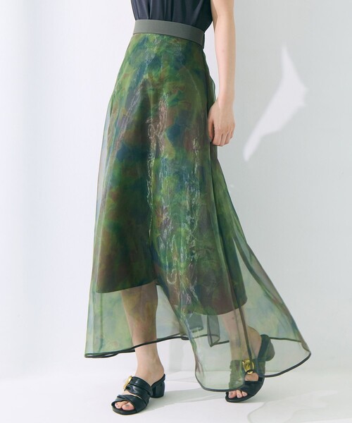 STUDIOUS(ステュディオス)の「【STUDIOUS/ステュディオス】Art Flare Skirt/アートフレアスカート/シアー/ウエストゴム/ウォッシャブル/主役スカート(スカート・レディース・グリーン/マルチ・FREE)」の8枚目の写真