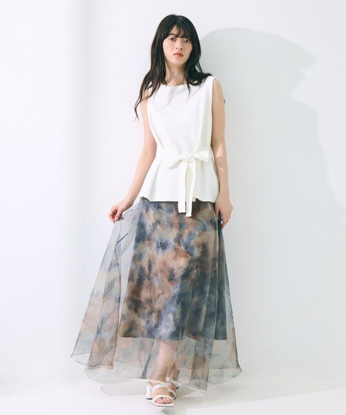 STUDIOUS(ステュディオス)の「【STUDIOUS/ステュディオス】Art Flare Skirt/アートフレアスカート/シアー/ウエストゴム/ウォッシャブル/主役スカート(スカート・レディース・グリーン/マルチ・FREE)」の13枚目の写真