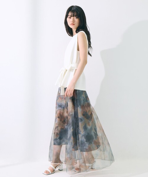 STUDIOUS(ステュディオス)の「【STUDIOUS/ステュディオス】Art Flare Skirt/アートフレアスカート/シアー/ウエストゴム/ウォッシャブル/主役スカート(スカート・レディース・グリーン/マルチ・FREE)」の14枚目の写真