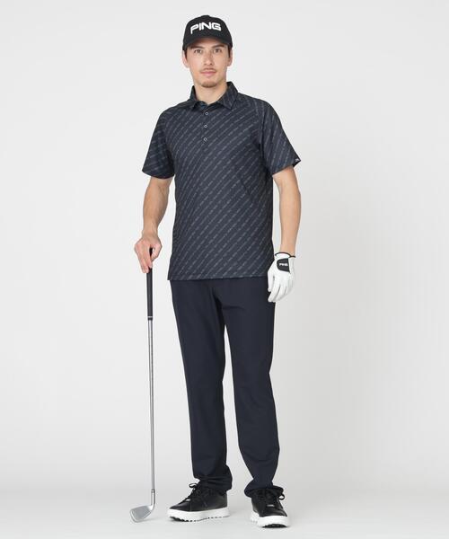 PING（ピン）の「【PING APPAREL】軽量ブリスターバイアスロゴストライププリント半袖ポロシャツ (MENS)（ポロシャツ・メンズ・ホワイト/ブラック・LL/M/L）」の3枚目の写真