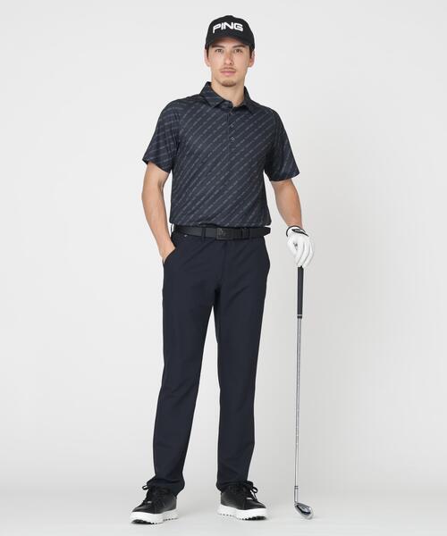 PING（ピン）の「【PING APPAREL】軽量ブリスターバイアスロゴストライププリント半袖ポロシャツ (MENS)（ポロシャツ・メンズ・ホワイト/ブラック・LL/M/L）」の4枚目の写真