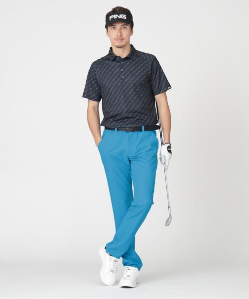PING（ピン）の「【PING APPAREL】軽量ブリスターバイアスロゴストライププリント半袖ポロシャツ (MENS)（ポロシャツ・メンズ・ホワイト/ブラック・LL/M/L）」の5枚目の写真