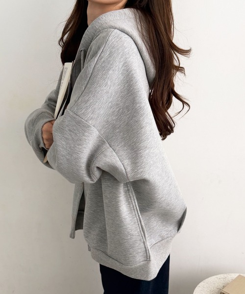 GeeRA(ジーラ)の「ロングシーズン使える!ダンボールビッグシルエット オーバーサイズ ダブルジップパーカー(パーカー・レディース・杢グレー/ブラウン/ブラック・X-LARGE/LARGE/MEDIUM/SMALL)」の20枚目の写真