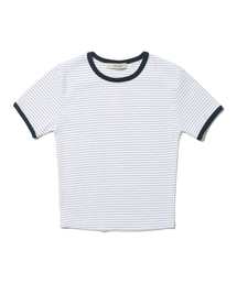 フレンチリンガーストライプ半袖Tシャツ(ホワイト)