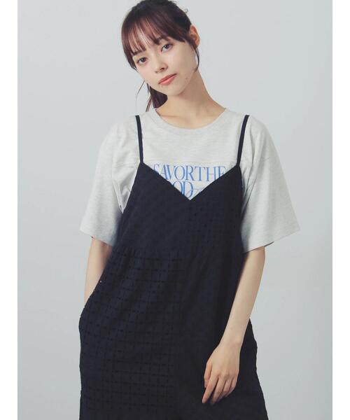 Samansa Mos2（サマンサ モスモス）の「【接触冷感】切り替えプリントTシャツ（Tシャツ/カットソー・レディース・チャコールグレー/グレー/オフホワイト・F）」の3枚目の写真