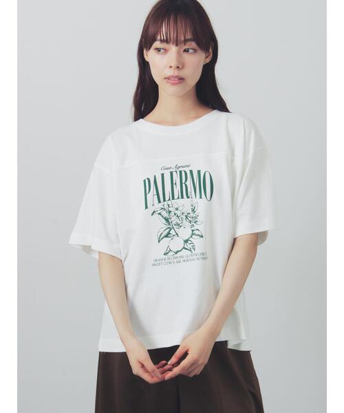 Samansa Mos2（サマンサ モスモス）の「【接触冷感】切り替えプリントTシャツ（Tシャツ/カットソー・レディース・チャコールグレー/グレー/オフホワイト・F）」の4枚目の写真
