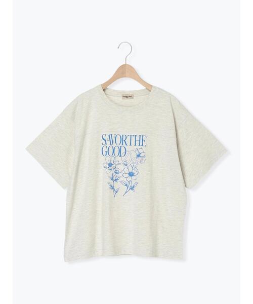 Samansa Mos2（サマンサ モスモス）の「【接触冷感】切り替えプリントTシャツ（Tシャツ/カットソー・レディース・チャコールグレー/グレー/オフホワイト・F）」の17枚目の写真