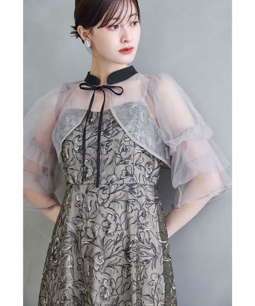 niana(ニアナ)の「ナロータイシアーボレロセットドレス 2点セット キャミワンピース 結婚式 成人式 二次会 同窓会 入学式 卒業式 パーティードレス オケージョンドレス お呼ばれ(ドレス・レディース・ライトグリーン/ブラック×ベージュ・S/M)」の4枚目の写真
