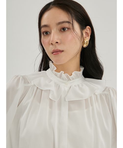 Mila Owen（ミラオーウェン）の「ベーシックボウタイブラウス（シャツ/ブラウス・レディース・ボルドー/ホワイト/ドット・F）」の8枚目の写真