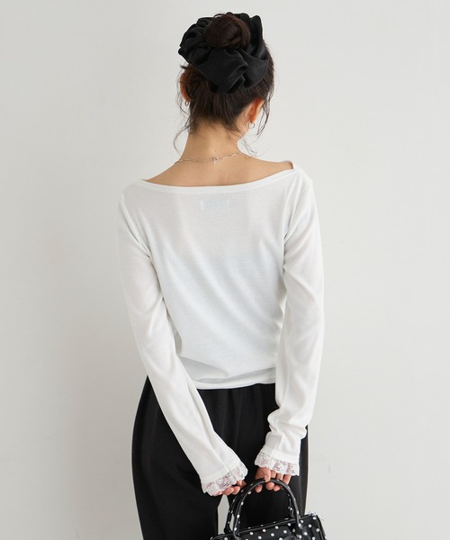 forksy.(フォルクシー)の「【forksy.】<エブリデイシリーズ>ドレープネック レースカフストップス / 無地・ドット(Tシャツ/カットソー・レディース・ピンク/オフホワイト/ホワイト系/チャコールグレー/ブラック・FREE)」の17枚目の写真