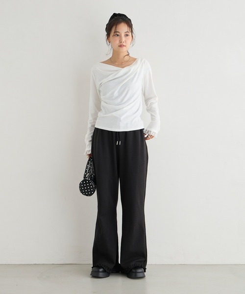 forksy.(フォルクシー)の「【forksy.】<エブリデイシリーズ>ドレープネック レースカフストップス / 無地・ドット(Tシャツ/カットソー・レディース・ピンク/オフホワイト/ホワイト系/チャコールグレー/ブラック・FREE)」の18枚目の写真