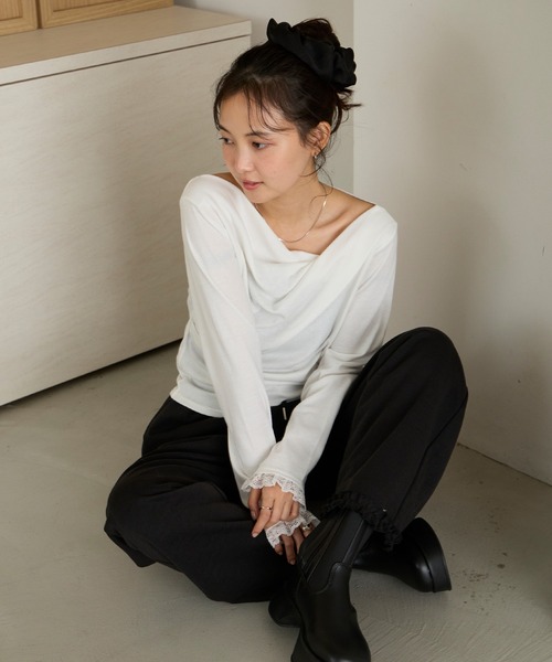 forksy.(フォルクシー)の「【forksy.】<エブリデイシリーズ>ドレープネック レースカフストップス / 無地・ドット(Tシャツ/カットソー・レディース・ピンク/オフホワイト/ホワイト系/チャコールグレー/ブラック・FREE)」の19枚目の写真