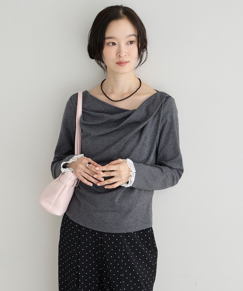 forksy.(フォルクシー)の「【forksy.】<エブリデイシリーズ>ドレープネック レースカフストップス / 無地・ドット(Tシャツ/カットソー・レディース・ピンク/オフホワイト/ホワイト系/チャコールグレー/ブラック・FREE)」の22枚目の写真