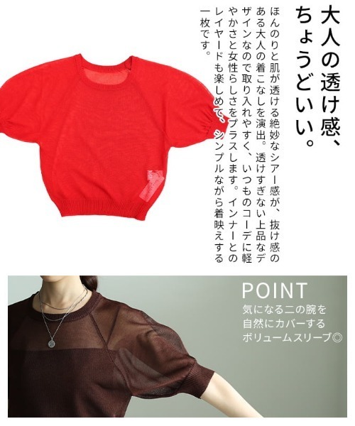 Sawa a la mode（サワアラモード）の「シアーニットプルオーバー（ニット/セーター・レディース・ブラック/レッド/ブラウン・FREE）」の21枚目の写真