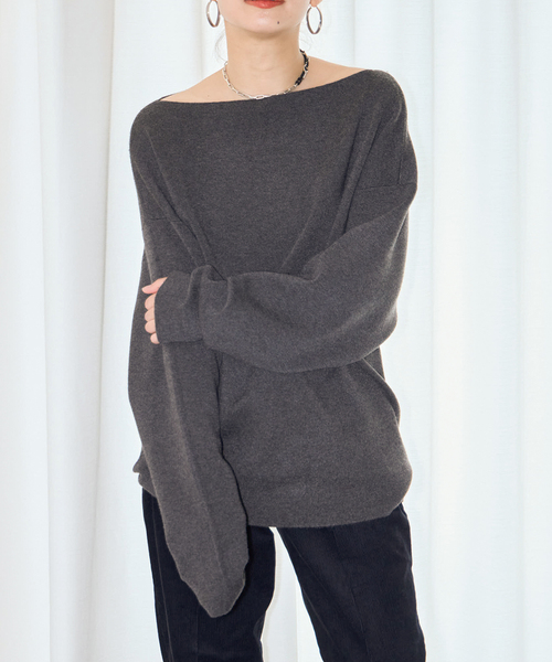 CITYSHOP(シティーショップ)の「《追加2》SMOOTH PULLOVER:ニット(ニット/セーター・レディース・パープル/チャコールグレー/ブラック・FREE)」の2枚目の写真