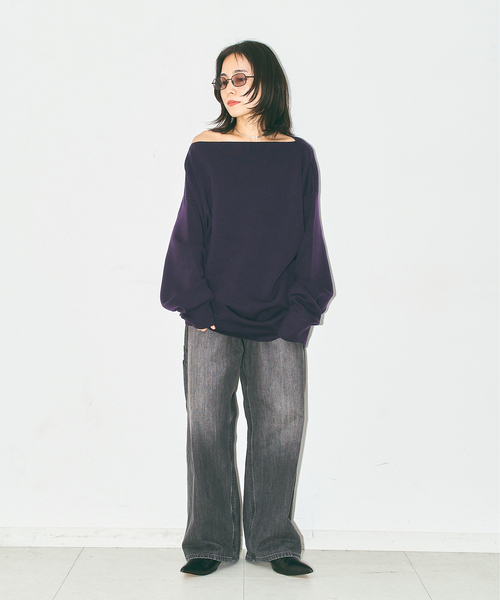 CITYSHOP(シティーショップ)の「《追加2》SMOOTH PULLOVER:ニット(ニット/セーター・レディース・パープル/チャコールグレー/ブラック・FREE)」の9枚目の写真