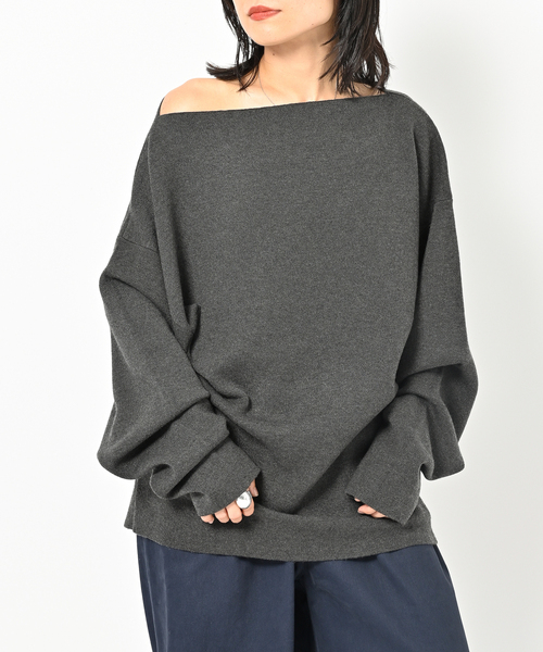 CITYSHOP(シティーショップ)の「《追加2》SMOOTH PULLOVER:ニット(ニット/セーター・レディース・パープル/チャコールグレー/ブラック・FREE)」の4枚目の写真