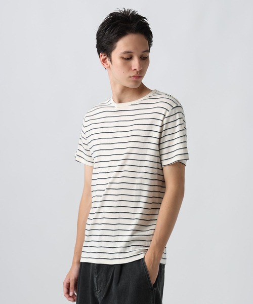 Robert P.Miller（ロバート ピー ミラー）の「[WEB限定]【Robert P.Miller】Panel-rib Crewneck Tee（Tシャツ/カットソー・メンズ・オフホワイト/ブラック/スモーク・LARGE/MEDIUM/X-LARGE）」の2枚目の写真