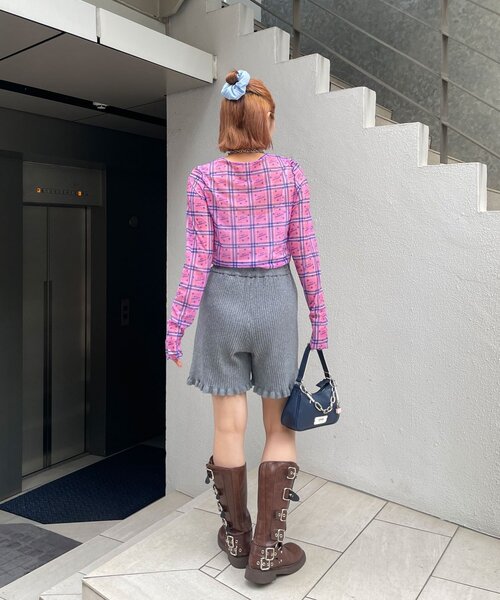 HELLO.SANFRANCISCO(ハローサンフランシスコ)の「【HELLO.SANFRANCISCO/ハローサンフランシスコ】チェックスタープリントロゴシアー(Tシャツ/カットソー・レディース・オレンジ/ピンク・ONE SIZE)」の10枚目の写真