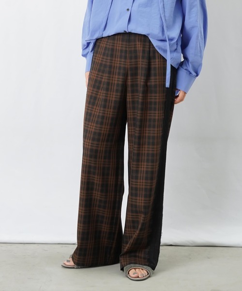 LUCA/LADY LUCK LUCA(ルカ/レディラックルカ)の「LC/LLL サイドレースチェックワイドパンツ(その他パンツ・レディース・オレンジ/ブルー・FREE)」の2枚目の写真