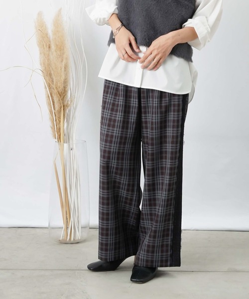 LUCA/LADY LUCK LUCA(ルカ/レディラックルカ)の「LC/LLL サイドレースチェックワイドパンツ(その他パンツ・レディース・オレンジ/ブルー・FREE)」の6枚目の写真