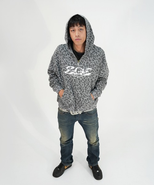 BGL(ビージーエル)の「BGL LOGO LEOPARD ZIP PARKA / ワッフル / サーマル / レオパード / ヒョウ柄 / Y2K / 韓国ストリート ジップパーカー(パーカー・レディース・ブラウン/グレー/ブラック・S/M/L)」の2枚目の写真