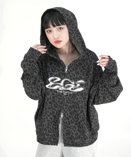 BGL(ビージーエル)の「BGL LOGO LEOPARD ZIP PARKA / ワッフル / サーマル / レオパード / ヒョウ柄 / Y2K / 韓国ストリート ジップパーカー(パーカー・レディース・ブラウン/グレー/ブラック・S/M/L)」の1枚目の写真