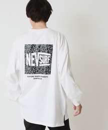 NEVSURF ボックスロゴ ロンT プリントTシャツ オーバーサイズ ペイズリー柄 長袖Tシャツ