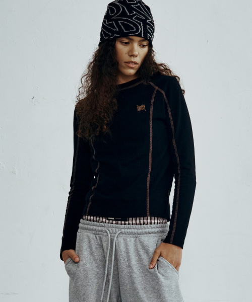 BROWNBREATH(ブラウンブレス)の「Wステッチポイントロングスリーブ(Tシャツ/カットソー・レディース・オリーブ/ブラック・SMALL/MEDIUM)」の7枚目の写真
