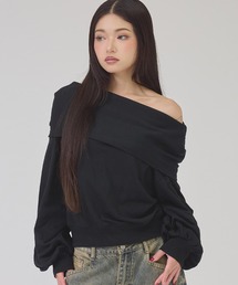 オフショルフーディプルオーバー