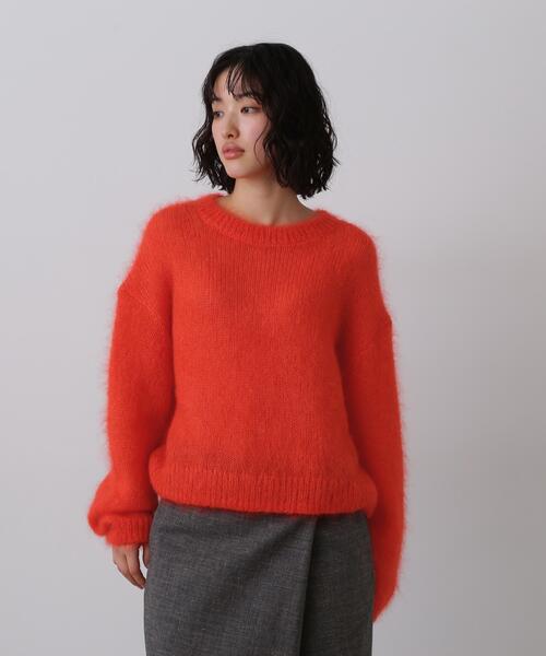 YLEVE(イレーヴ)の「YLEVE / MOHAIR SILK KNIT PULL OVER(ニット/セーター・レディース・オレンジ/ネイビー・1)」の1枚目の写真
