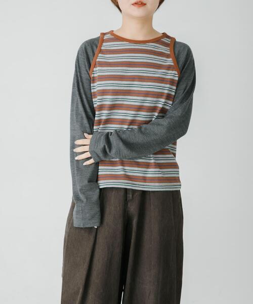 URBAN RESEARCH(アーバンリサーチ)の「Girls department Club W.BORDER TANK LAYER LS(Tシャツ/カットソー・レディース・ブラック/ブラウン・FREE)」の1枚目の写真