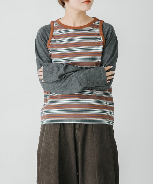 URBAN RESEARCH(アーバンリサーチ)の「Girls department Club W.BORDER TANK LAYER LS(Tシャツ/カットソー・レディース・ブラック/ブラウン・FREE)」の11枚目の写真