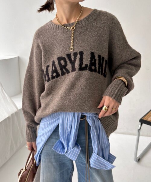 DouDou(ドゥドゥ)の「MARYLANDロゴ2wayワイドプルオーバー(ニット/セーター・レディース・ホワイト系その他/ライトグレー/ブラック/グレイッシュベージュ・FREE)」の4枚目の写真