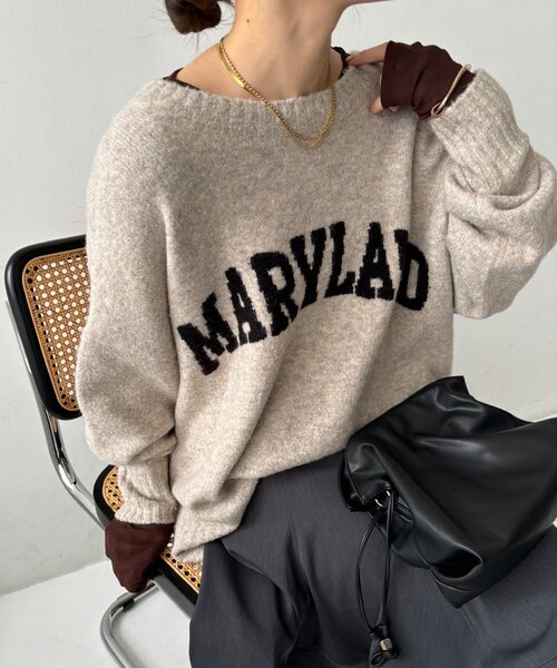 DouDou(ドゥドゥ)の「MARYLANDロゴ2wayワイドプルオーバー(ニット/セーター・レディース・ホワイト系その他/ライトグレー/ブラック/グレイッシュベージュ・FREE)」の9枚目の写真