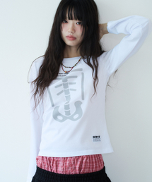 セミクロップリブ長袖Tシャツ [ホワイト]