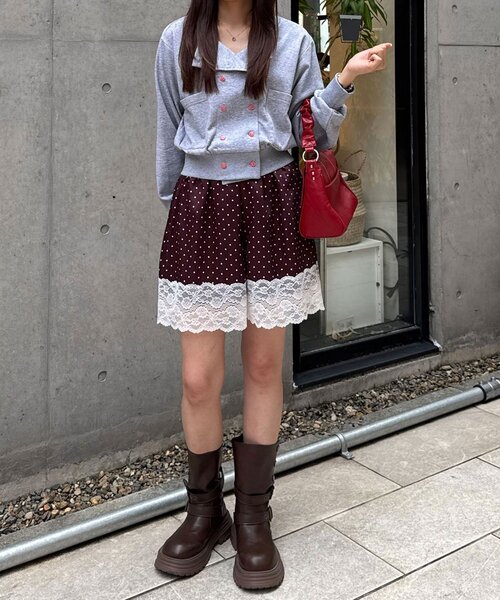 CIAOPANIC(チャオパニック)の「配色レースヘムサテンドットショートパンツ(その他パンツ・レディース・ネイビー/ブラウン/アイボリー・ONE SIZE)」の20枚目の写真