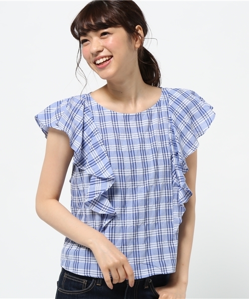 LIMITLESS LUXURY（リミットレスラグジュアリー）の「ラッフルブラウス◆（シャツ/ブラウス・レディース・ホワイト/ネイビー/ブルー系その他・FREE）」の17枚目の写真