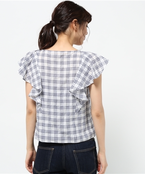 LIMITLESS LUXURY（リミットレスラグジュアリー）の「ラッフルブラウス◆（シャツ/ブラウス・レディース・ホワイト/ネイビー/ブルー系その他・FREE）」の10枚目の写真