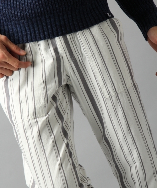 Bayflow ベイフロー の Bayflow コットンリネンストライプクロップドパンツ その他パンツ Wear