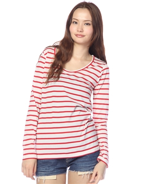 Chico（チコ）の「ﾎﾞｰﾀﾞｰﾛﾝTｼｬﾂ（Tシャツ/カットソー・レディース・ベージュ系その他/イエロー/レッド/ブルー/ブラック・FREE）」の5枚目の写真