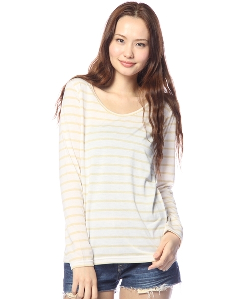 Chico（チコ）の「ﾎﾞｰﾀﾞｰﾛﾝTｼｬﾂ（Tシャツ/カットソー・レディース・ベージュ系その他/イエロー/レッド/ブルー/ブラック・FREE）」の4枚目の写真